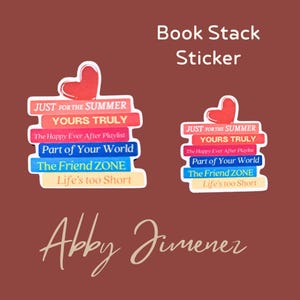 Book Stack Sticker - Abby Jimenez Vinyl & Paper Book Stickers for Book Lovers, Literary Gifts, Journal Decorations and Reading Accessories