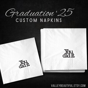 2025 Graduation Party Napkins, Class of 2025 Custom Disposable 2 ply Party Supplies, High School or College Graduation Personalized Napkins