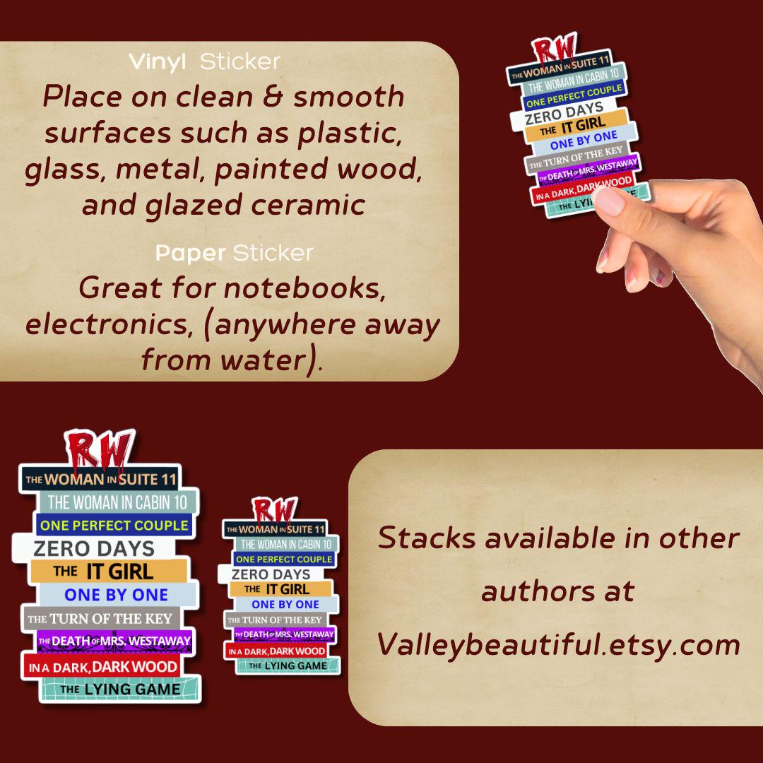 Ruth Ware Book Stack Sticker - Thriller Books Decal, Ruth Ware Book ...