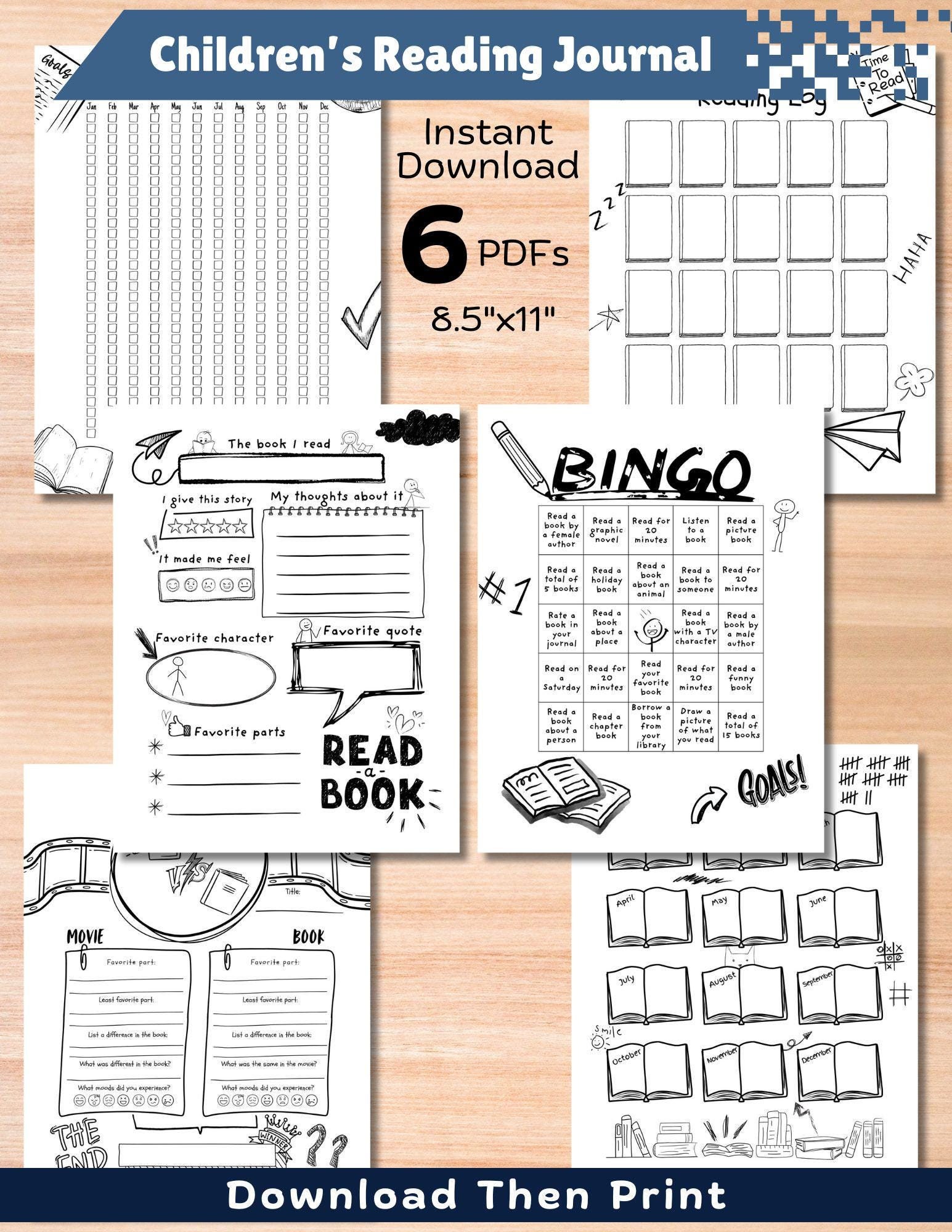 Printable Children's Reading Journal - Kids Reading Tracker, Fun Reading Log, Book Reports ...