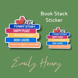 Book Stack Sticker - Emily Henry Vinyl & Paper Book Stickers for Book Lovers, Literary Gifts, Journal Decorations and Reading Accessories