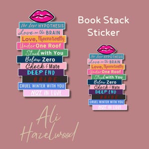 Ali Hazelwood Custom Book Stack Sticker - Bookish Vinyl Sticker, BookTok, Favorite Reads, Romance Sticker, Bookstagram, Kindle Sticker, Gift