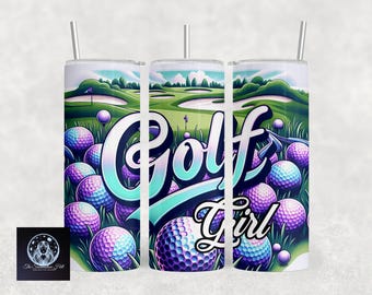 Funny Women Golf Tumbler Wrap 20 oz Skinny Tumbler Golf Girl Sublimation Design Digital Download PNG, Girl Golfing Tumbler