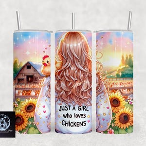 Just A Girl Who Loves Chickens Tumbler Wrap, 20oz Skinny Sublimation Tumbler Design, Farm Sunflower Chicken Lover Tumbler Wrap | Blonde