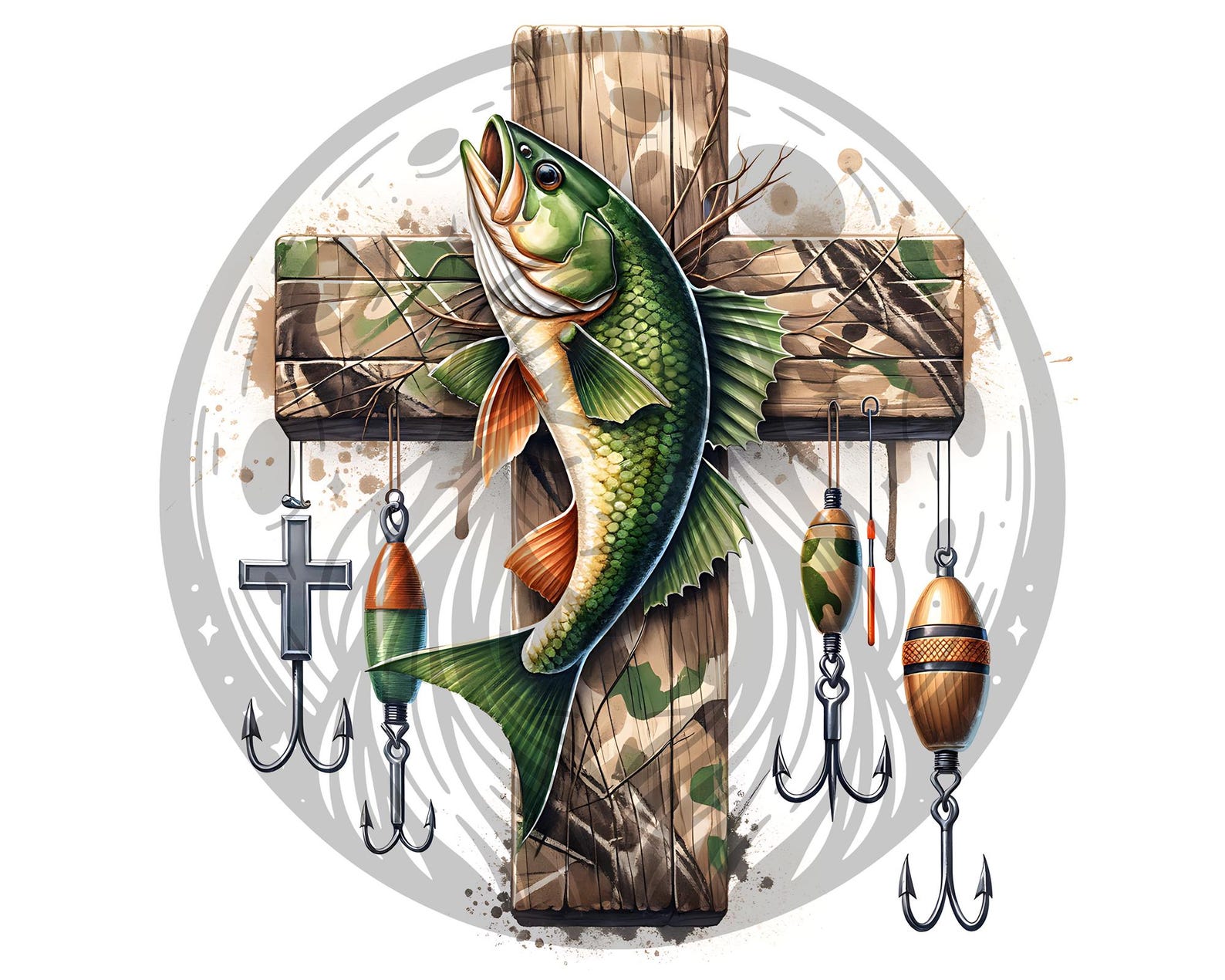 Camo Cross Fishing Png, Christian Fishers of Men Png, Bible Nature ...