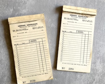 2 vintage order books for Herman Gendelman Potatoes & Onions, Milwaukee WI, 1950s duplicate receipt pads