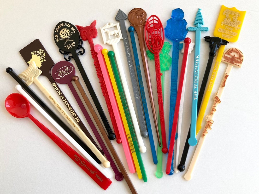 Swizzle Stick Grab Bag 20 Vintage Cocktail Drink Stir Sticks for Swanky