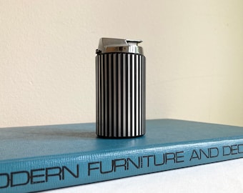 Vintage Ronson black and aluminum Brutalist table lighter