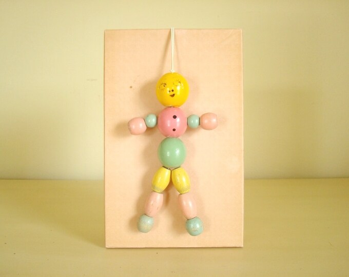 Vintage Hanging Crib Toy Wood Bead Baby Toy Nursery Decor Etsy