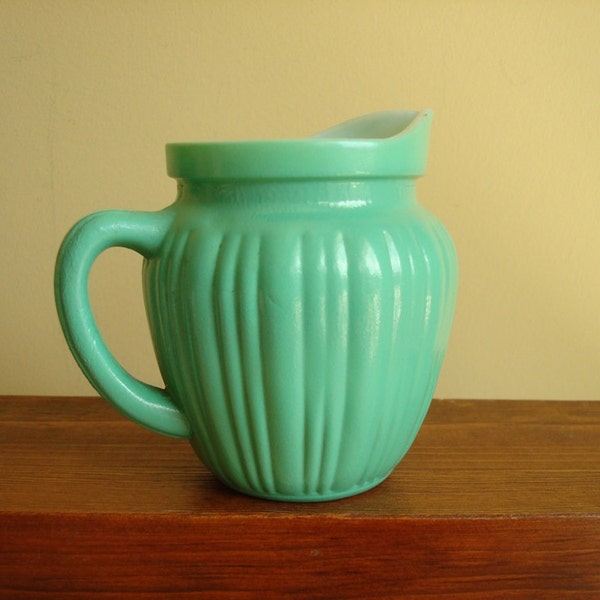 Platonite cream pitcher, Hazel Atlas, jadite green