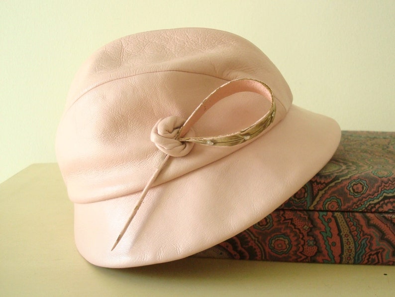 pink leather hat