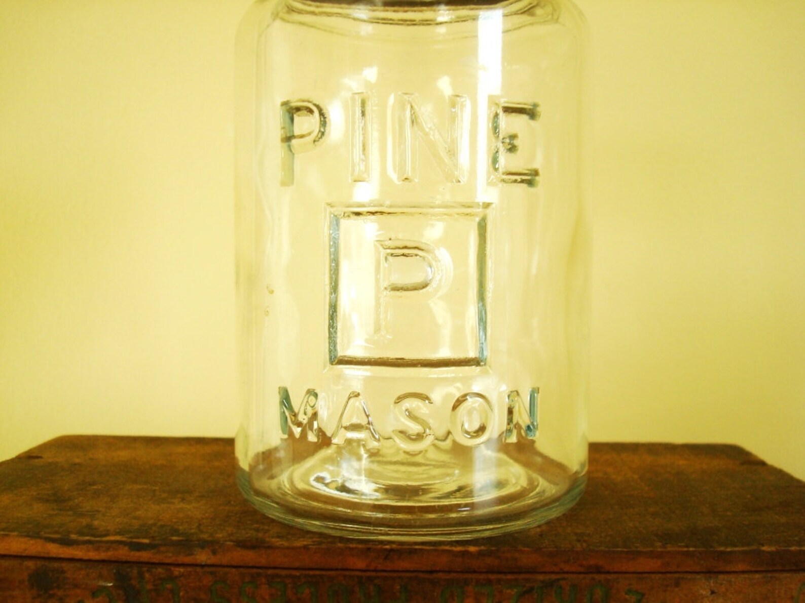 Pine Mason jar clear pint rare early Mason jar collectible Etsy