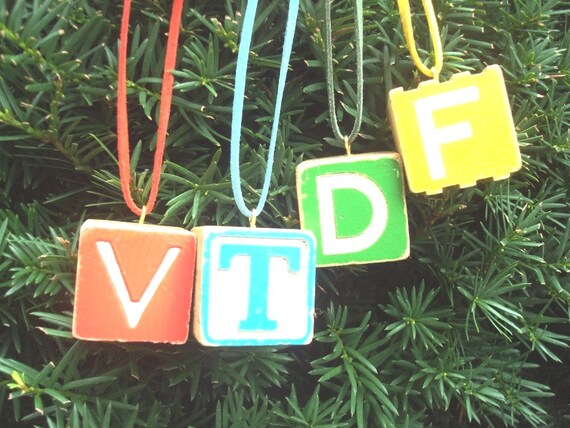 Personal Christmas Ornament Alphabet Wood Letter Block With Etsy