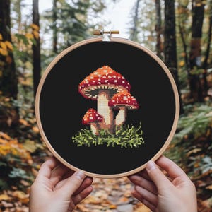 Fly Agaric Mushroom Cross Stitch Pattern PDF | Cottagecore Decoration Gift | Forest Fall Embroidery | Amanita Toadstool Witchy Fungi DIY