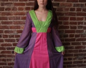 CANDY CIRCUS - Rare Collectible Gunne Sax Dress Semi Sheer Bright Colors Yellow Hearts Label 1960s Small