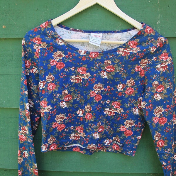 Beat Goes On - 1980s Bongo Floral Crop Top Rad Small
