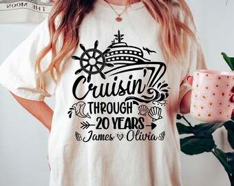 Personalized Couple Cruise Comfort Colors® Shirt, Custom Anniversary Cruise Shirt, Custom Cruise Couples, Cruise Anniversary Gift, Wife Gift