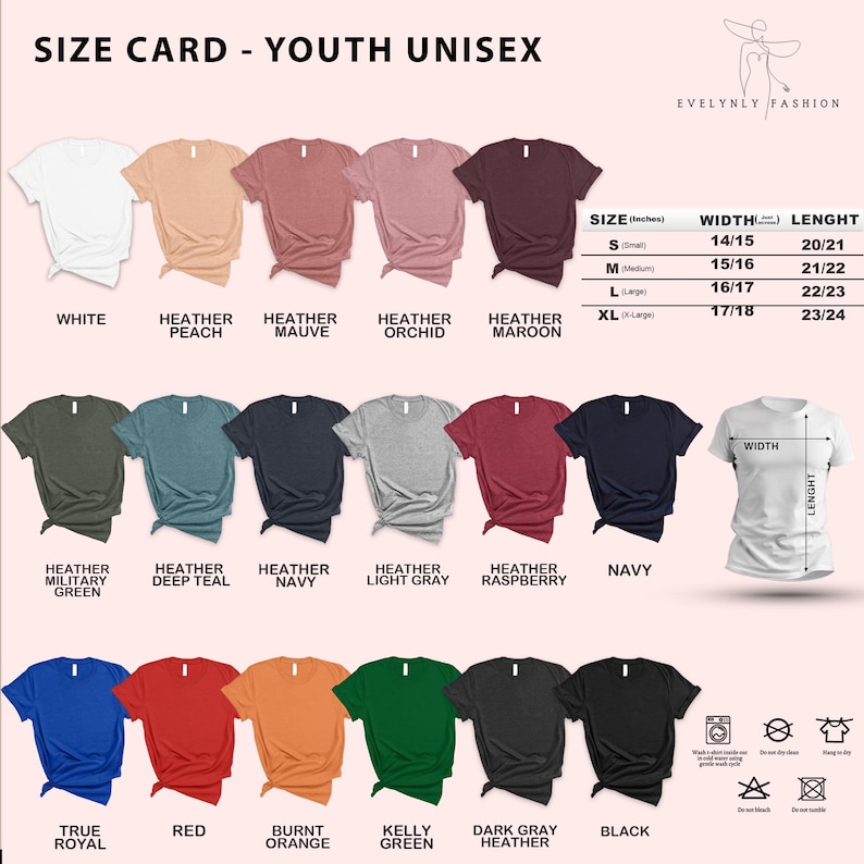 a women's t - shirt size chart with different colors
