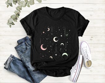 Moon Phase Graphic T-Shirt, Celestial Astrology Tee