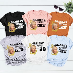 Custom Cruise Birthday Face Photo Crew Shirt, Cruisin 50th, Personalized Birthday Shirt, Birthday Group Shirt, Cruise Birthday Party T-Shirt