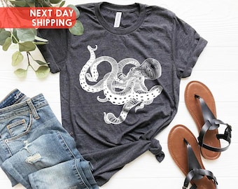 Octopus Gyotaku Art T-Shirt, Japanese Samurai Style