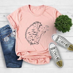Hedgehog And Flower Shirt, Hedgehog Lover Shirt, Animal Lover Shirt, Hedgehog Shirt, Hedgehog T-Shirt, Hedgehog Gifts, Cute Hedgehog