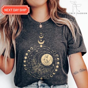 Mystic Moon And Sun Shirt, Mystical Moon Phase Shirt, Moon Phase T-Shirt, Boho Vintage Moon Shirt, Spiritual T-Shirt, Celestial Moon Shirt