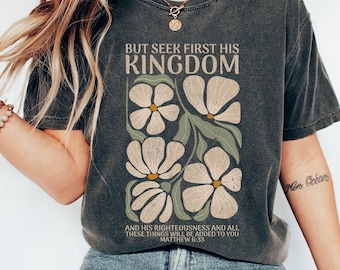 Comfort Colors Christian Shirt, Floral Bible Verse Tee