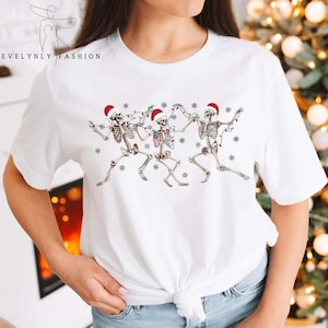 Christmas Dancing Skeleton Shirt: Gothic Holiday Tee