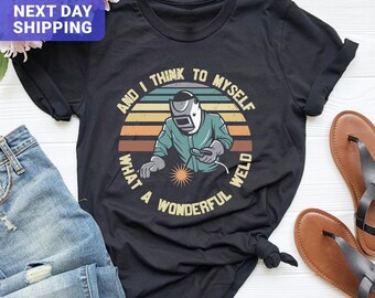 Welder T-Shirt, Funny Welding Gift, Retro Sunset Graphic Tee