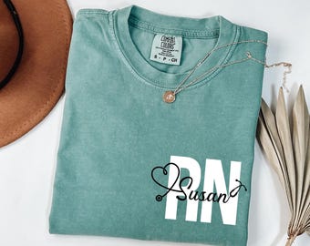 Custom Registered Nurse Comfort Colors T-Shirt, Personalized RN Gift