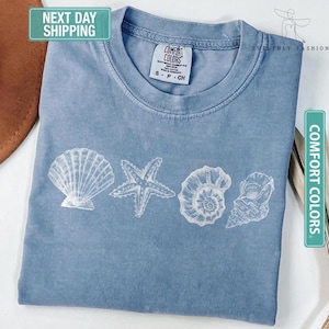 Comfort Colors® Sea Shells 90s Vintage Style Tshirt, Retro Ocean Shell Shirt, Sea Lovers Shirt, Cute Sea Animal Tee, Summer Ocean Shirts