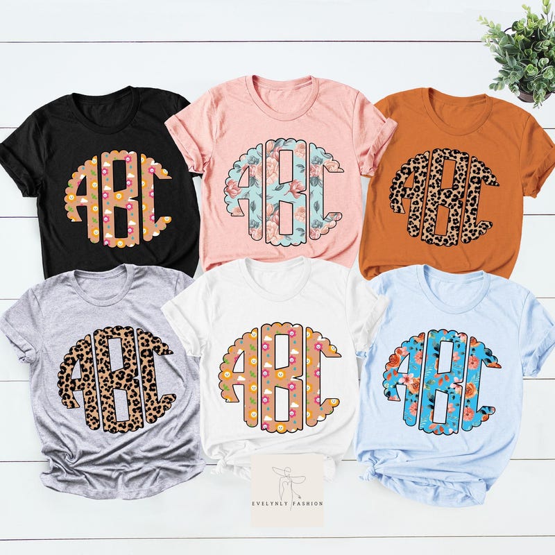 Monogram Tshirt - Etsy