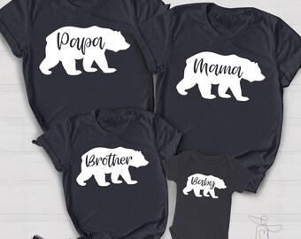 Matching Family Bear T-Shirts, Papa, Mama, Baby Bear Shirts