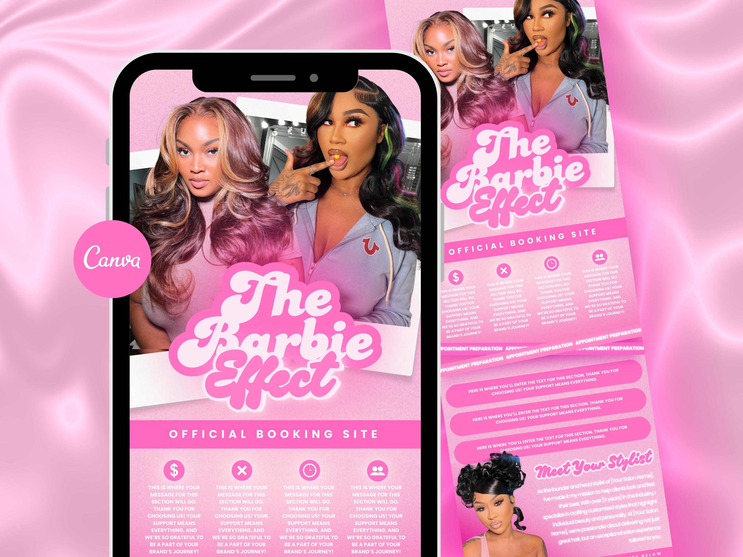 Modèle de programmation Acuity rose coiffeur, modèle de programmation Acuity, modèle de site de réservation maquillage cils modèle de programmation de cheveux Barbie