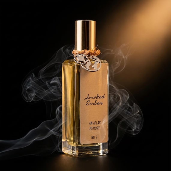 Smoked Ember Perfume • Warm Spiced Amber • Cinnamon • Clove • Smoked Orange • Tobacco • Leather • Vanilla • Maison Delia Unisex Fragrance