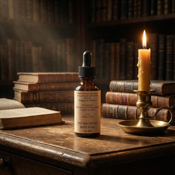 The Archivist Refill Elixir  30 ml Car Diffuser Refill  Luxury Hanging Car Diffuser Oil  Dark Academia Scent  Maison Delia