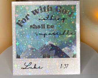 With God Sticker | Northern Lights Sticker | Christian Decal for Water Bottle | Scripture Sticker for Christian | Water Proof Vinyl Sticker