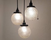 Vintage spiral hobnail globe glass pendant lights