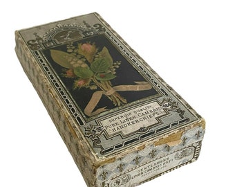 Advertising Box Antique Gents Hankies Simon Hatch Whitten Boston Fleur de Lis