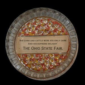Ohio State Fair Antique Paperweight Souvenir Early 1900s Farmer Corn Cattle