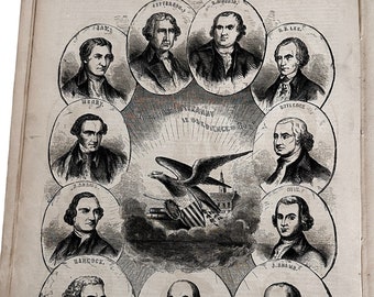 1855 Ballous Pictorial Boston Patriotic George Washington American Revolution July 7