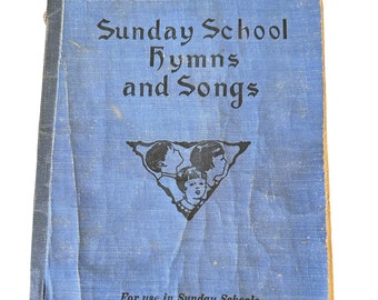 Sunday School Hymns Songs 1931 Vintage By Gospel Trumpet Blue Shabby