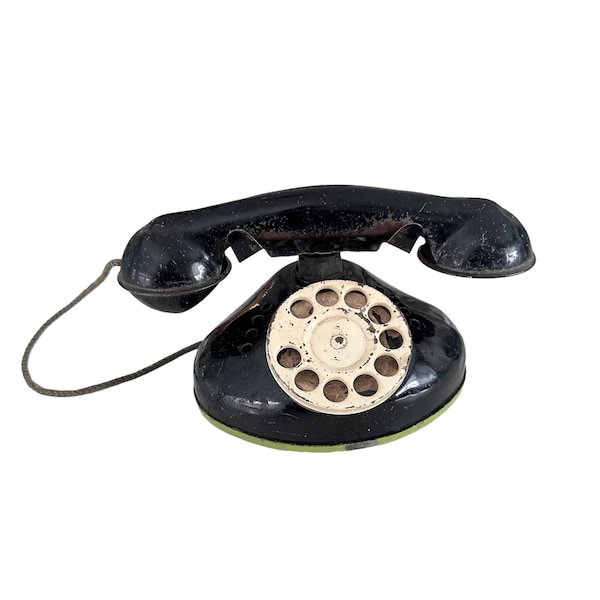 Toy Phone Vintage Shabby Black Desk Phone