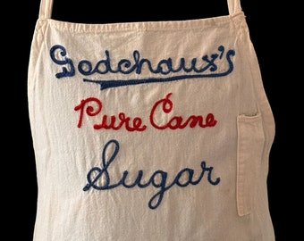 Godchaux's Pure Cane Sugar Apron Vintage Workwear New Orleans LA Embroidered