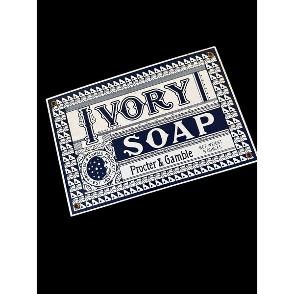 Ivory Soap Porcelain Sign Vintage Ande Rooney c1980s 12 x 8