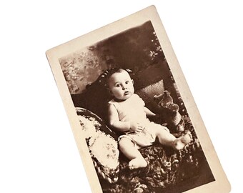 Teddy Bear and Baby Real Photo Postcard RPPC 1907-15 Oshkosh WI