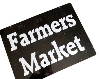 Farmers Market Vintage Tin Sign Black White 24 x 18