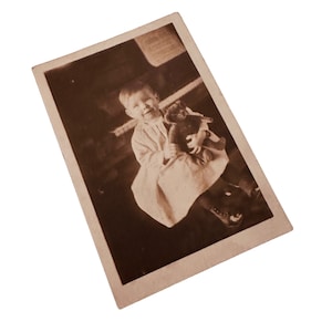 Teddy Bear and Boy Real Photo Postcard RPPC 1907-15