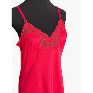 Vintage Slip Red with Lace Trim Maidenform Full Slip Size 34